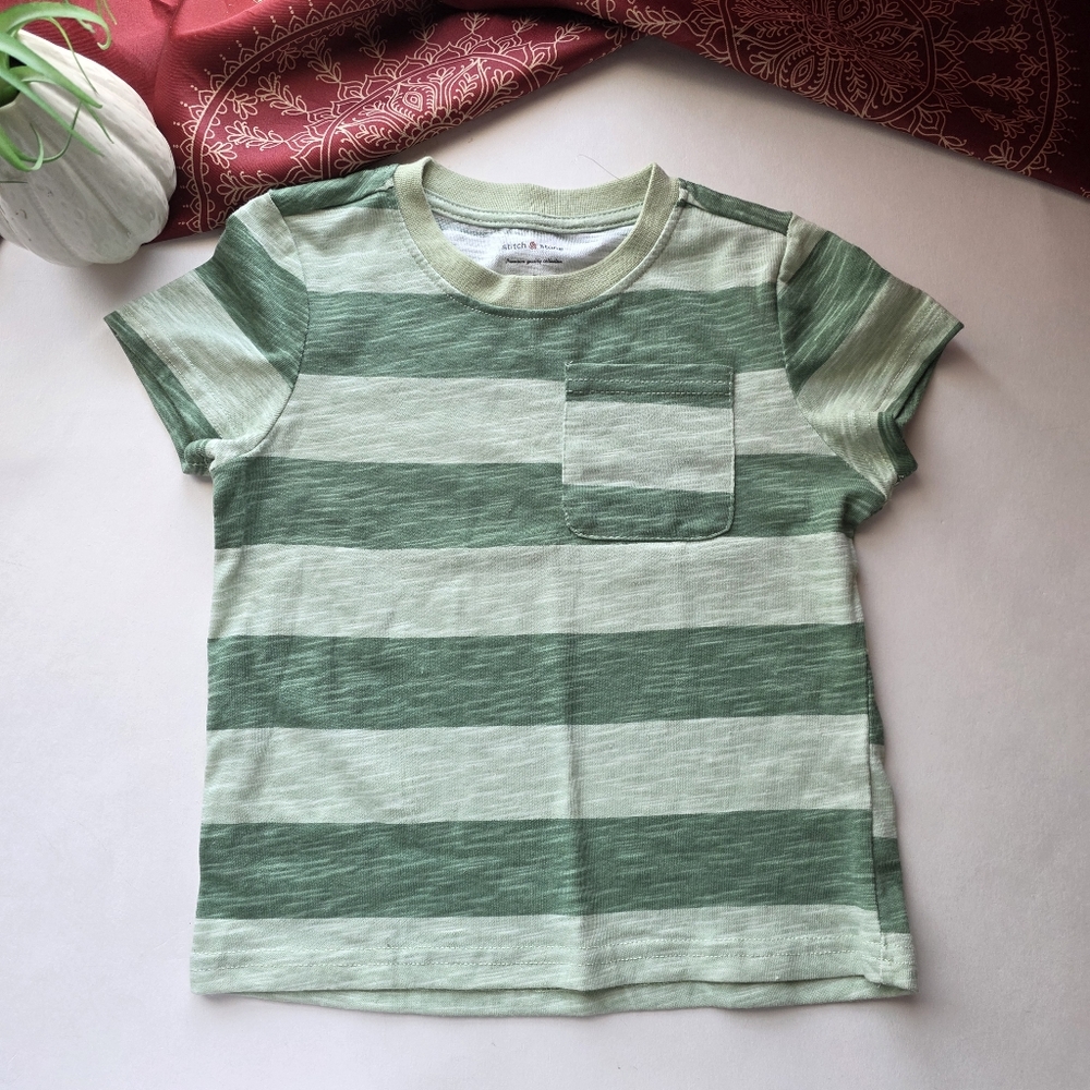 Stitch & Stone Tshirt Green Stripe Size 3T